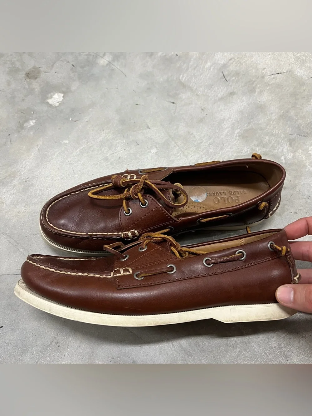 Polo Ralph Lauren Merton Loafers Mens Size 9 Brown Leather Boat Preppy Casual